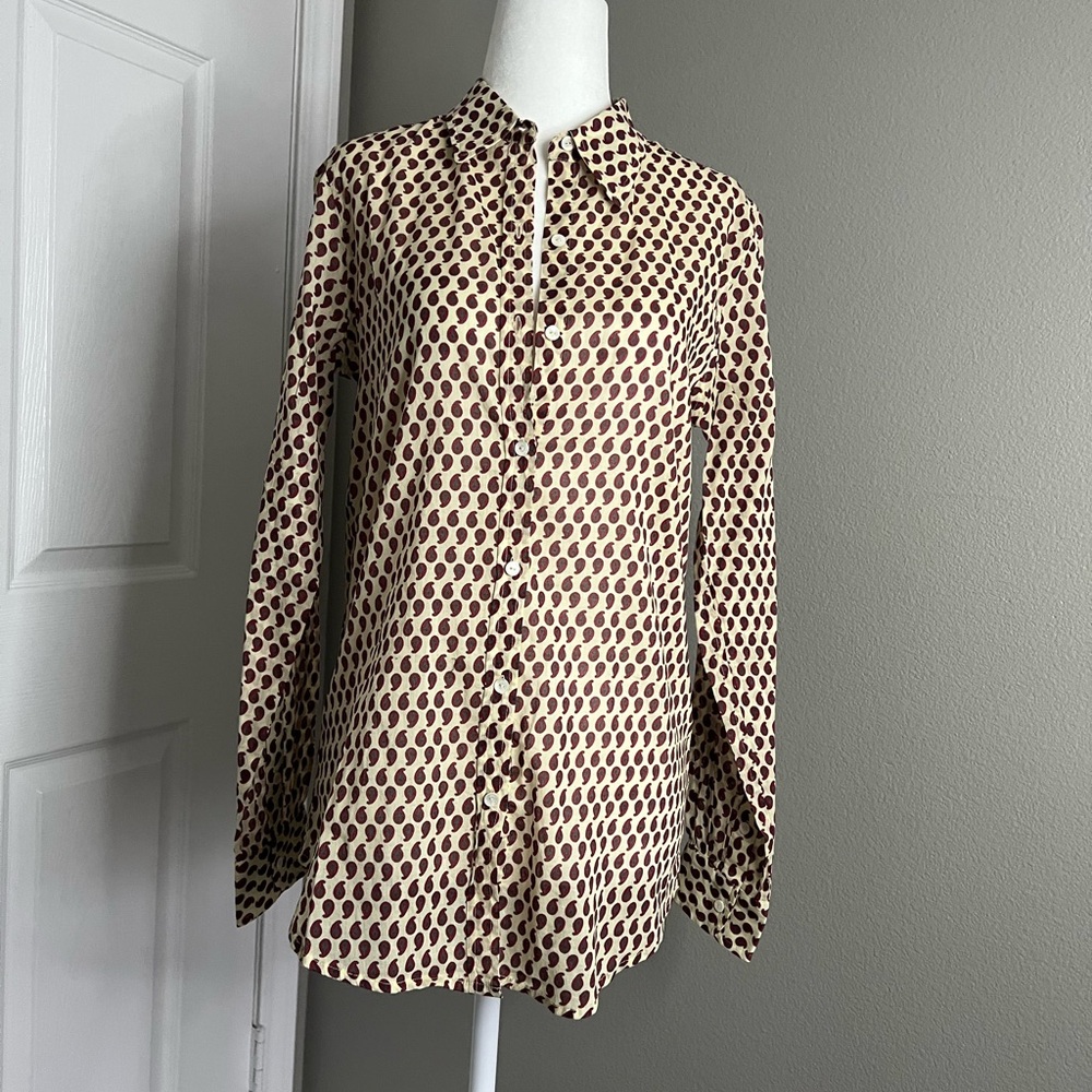 Stylish brown baby paisley women’s Libby Shirt Nili Lotan size small